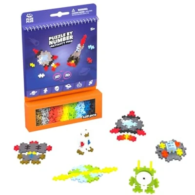 Image of Plus Building Blocks Toy Puzzle by Number Travel Games Activity Book, Kids Construction Toys, Creative Learning Resources and STEM Play Girls Boys Toys Age 5 Space