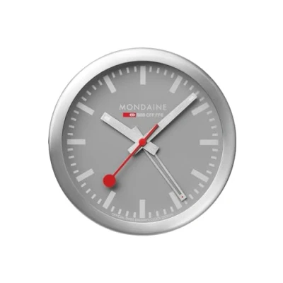 Image of Mondaine Wall Alarm Clock, Aluminium, Grey/Silver, Durchmesser: 12,5 cm