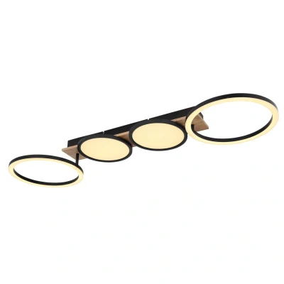 Image of Bossy 4 Ring Integrated LED Semi Flush Ceiling Light Matt Black 4x 3000K