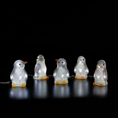 Image of Noma Acrylic LED Penguins Light String Christmas Lights : Huddle of 5 Plug in 13cm 40 6920326