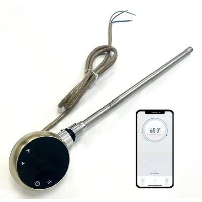 Image of Greened House 300w WiFi Electric Smart Heating Element for Towel Rails and Radiators with LED touchscreen Thermostat/Timer Energy Efficient (Brushed Brass)