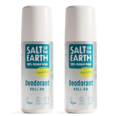 Image of Salt of the Earth 2Pack Natural Deodorant Roll On Bundle (2 x 75ml) Effective Protection, 100% Origin Ingredients, Vegan, Fragrance Free, Suitable for Women, Men &amp; Kids Unscented