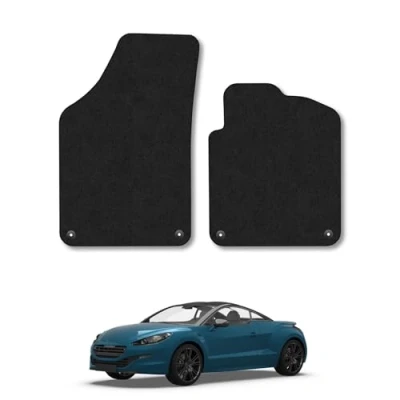 Image of Car Mats Compatible with Peugeot Rcz (2010 2015) Tailored Fit Black Carpet Floor Set Accessory Custom 4 Pieces Anti Slip Backing &amp; Binding Trim Edge