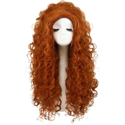 Image of Karlery Women Fluffy Long Curly Orange Wig Halloween Cosplay Anime Costume Party
