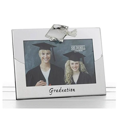 Image of Satin Silver Graduation Two Tone 4x6 Photo Frame Gift