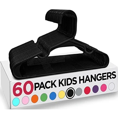 Image of Utopia Home 60 Pack Kids Hangers 11.5 Inch Plastic Baby for Closet Ideal Everyday Use (Black)