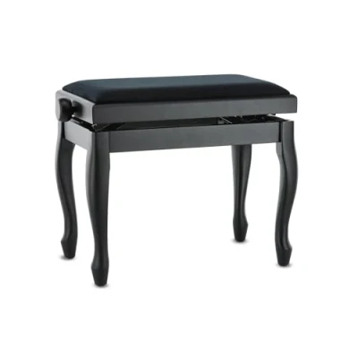 Image of GEWA piano bench Deluxe Classic (solid wood, breaking load of 2 tons, seat 52x30 cm, precise scissor mechanism, height from 45 to 57 cm), black matt