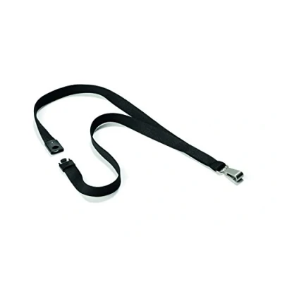 Image of Durable Premium Textile Lanyard 15 mm Black Pack of 10 Necklaces Includes Safety Release Holds a Variety Badges and Passes