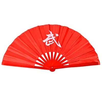 Image of Chinese Kung Fu Tai Chi Fan Arts Dance/Practice Performance Bamboo Folding Wu worlds Red background