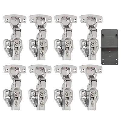 Image of LOOTICH 110 Deg Kitchen Units Concealed Cabinet Door Mute Hinges 35mm Soft Close Inset and Embed Mounting 8 Piece (Include Drilling Jig)