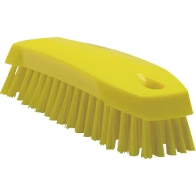 Image of Vikan 35876 Hand Held Scrub Brush, Polypropylene, Polyester Bristle, 7&quot;, Yellow
