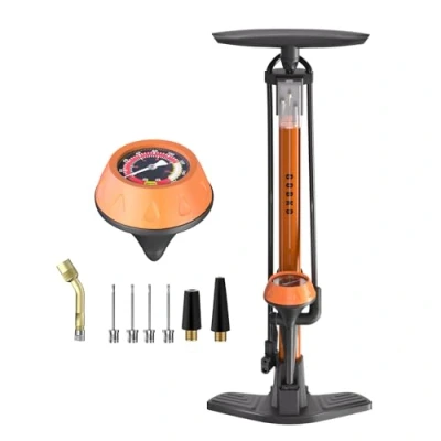 Image of GOBKO Bike Pump Bicycle Floor with Gauge, Pumps Presta and Schrader tire multifunctional Air for Road MTB Sports Balls High Pressure 160Psi &amp;11Bar