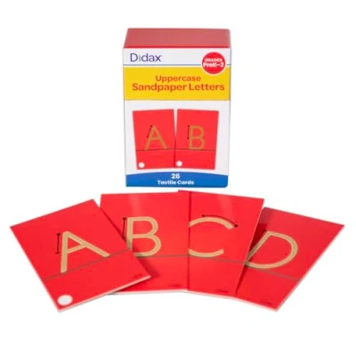 Image of Didax Sandpaper Letters, Upper case, Sand, Multicolor, 4 1/4 X 2 5/8 in