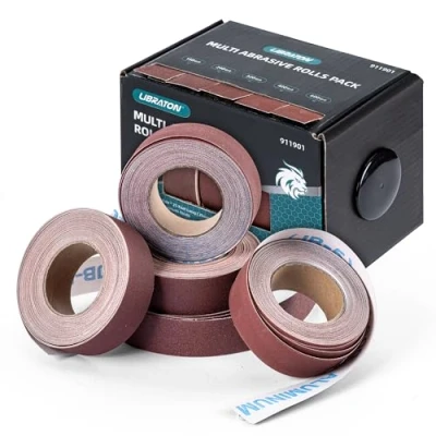 Image of Libraton Emery Cloth Roll, 5 Rolls Abrasive Sandpaper, Aluminum Oxide Paper Set, Boxed Assorted Sand 150 240 320 400 600 Grits for Wood Turners (25mm*7.5m)