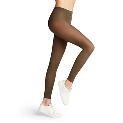 Image of FALKE Women&#039;s Pure Matt 50 DEN W LE Semi Opaque Plain 1 Pair Leggings, Green (Military 7826), S M