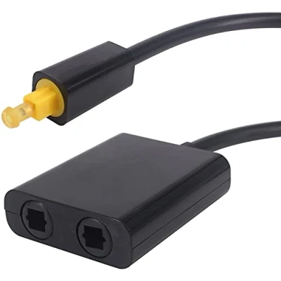 Image of Tec Digi TosLink Digital Optical Audio Splitter Adapter 1 in 2 Out, Fiber Optic Switch Selector Converter (1 out), black