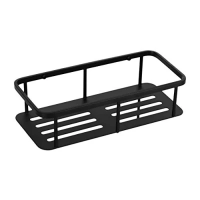 Image of Ambrosya® Exclusive Shower Basket made of stainless Steel Shelf Bath Bathroom Tray Corner Holder Bracket Wall (Stainless (Black), 1 floor)