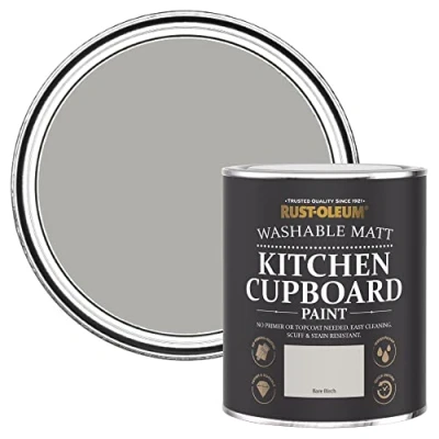 Image of Rust Oleum Grey Kitchen Cupboard Paint in Matt Finish Bare Birch 750ml