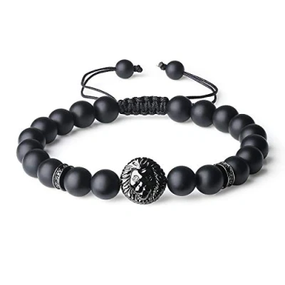 Image of COAI Healing Crystal Onyx Stone Beaded Lion Bracelet