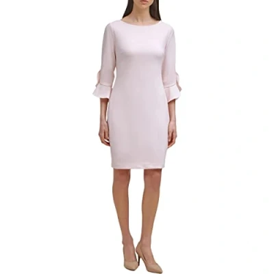 Image of Karl Lagerfeld Paris Women&#039;s Tulip Sleeve Sheath Dress, Petal Pink, 10