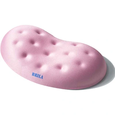 Image of BRILA Memory Foam Mouse &amp; Keyboard Wrist Rest Support Pad Cushion Set for Computer, Laptop, Office Work, PC Gaming Massage Holes Design (Pink Rest)