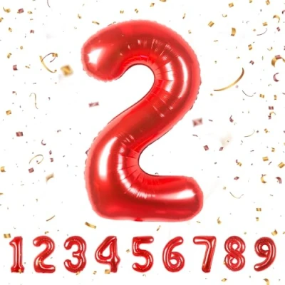 Image of Number Balloons 2,Red 2 for Birhtday Party Decoration,40 Inch Giant Helium Foil Boys Girls 2th Birthday Decor Anniversary Decorations Supplies