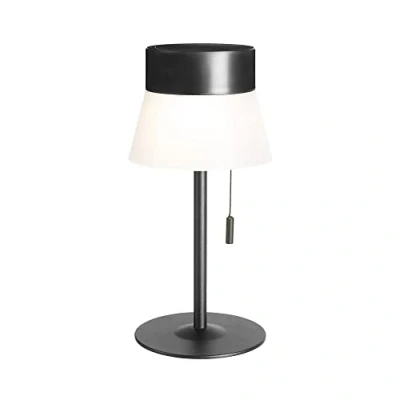 Image of Deco LED Table Lamp with Round Tapered Shade Black, Opal, Warm White 3000K, IP54