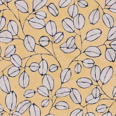 Image of Country style wallpaper wall Profhome 791483 hot embossed non woven slightly textured with floral ornaments matt yellow light grey blue