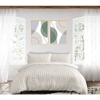 Image of Sleepdown Geometric Textured Tufted Arch Natural Champagne Duvet Cover Quilt Pillow Cases Bedding Set Soft Easy Care Single (135cm x 200cm) (5.05624E+12)