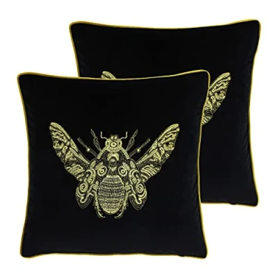 Image of Paoletti Cerana Cushions (Twin Pack) Black Size 50 cm x