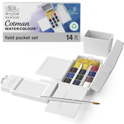 Image of Winsor &amp; Newton Cotman Water Colours 1/2 Pans, Field Box