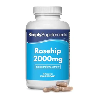 Image of Rosehip Capsules 2000mg 240 Extract = Up to 8 Month Supply With Added Vitamin C Support Joint Cartilage &amp; Immune Function Vegan Vegetarian Friendly Manufactured in the UK