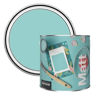 Image of Rust Oleum Colours Matt Emulsion Wall and Ceiling Paint Teal 2.5L