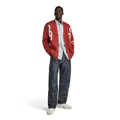 Image of G STAR RAW Men&#039;s Holiday 89 GS Loose Knitted Cardigan , red (burned D24226 D514 624), S