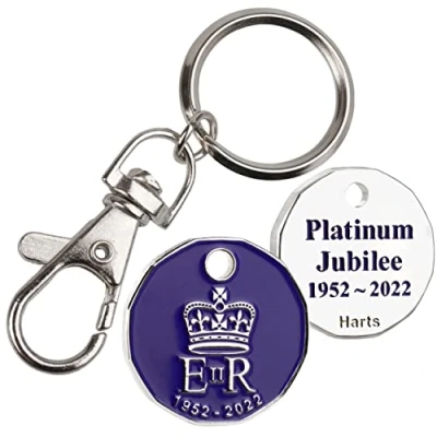 Image of Harts 1 unit New Shape £1 coin Trolley Tokens Keyrings Supermarket Locker (Jubilee)