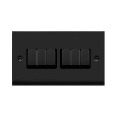 Image of Click Deco 6 Gang 2 Way Ingot 10AX Switch Matt Black Inserts