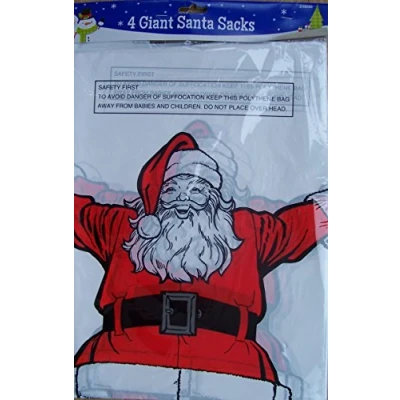 Image of Pack of 4 75x50cm Giant Santa Present Sacks Christmas Stockings