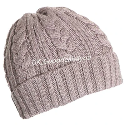 Image of Mens Boys Unisex Cable Knit Turn FOLD UP Beanie Snow SKI Cap Winter Thick HAT (Khaki)