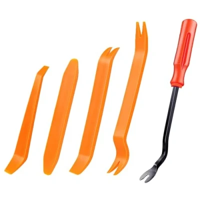 Image of 5 Pcs Trim Removal Tools, Pry Car Tool Kit, Panel Door Audio Radio Stereo Auto Clip Fastener Remover Set