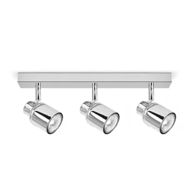 Image of MiniSun Modern 3 Way Polished Chrome IP44 Rated Adjustable Straight Bar Bathroom Ceiling Spotlight
