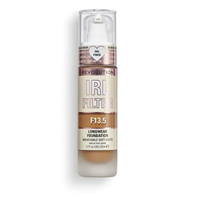 Image of Makeup Revolution IRL Filter, Longwear Foundation, Medium to Full Coverage, Matte Finish, 16 Hour Wear, F13.5, Dark Skin Tones, 23ml