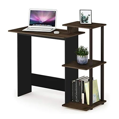 Image of Furinno Efficient Home Laptop Notebook Computer Desk, Study Writing Columbia Walnut/Brown, 100.6 (W) x 85.3 (H) 39.6 (D) cm