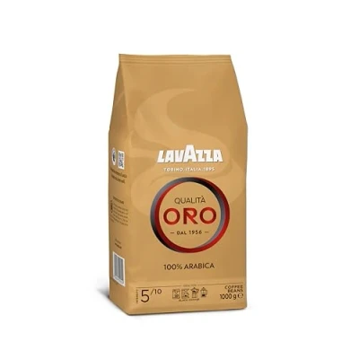 Image of Lavazza, Qualità Oro, Coffee Beans, Ideal for Bean to Cup Machine and a Filter Machine, with Fruity Flowery Aromatic Notes, 100% Arabica, Intensity 5/10, Medium Roast, 1 Kg
