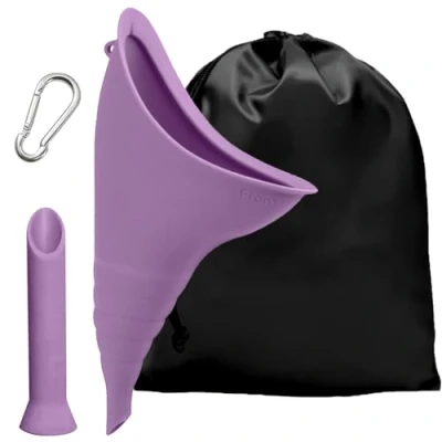 Image of JOOTUEPO Female Urination Device Portable Urinal Funnel with Drawstring Bag, for Camping Hiking Travel Safe &amp; Comfortable (Purple)