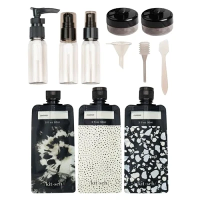 Image of Kitsch 11 Pack Travel Bottles for Toiletries TSA Approved Refillable Leak Proof Size Containers Essentials Kit Set Shampoo, Conditioner &amp; Lotion