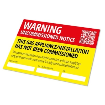 Image of Atom Uncommissioned Appliance/Installation Warning Notice Label AT LBG41P_10