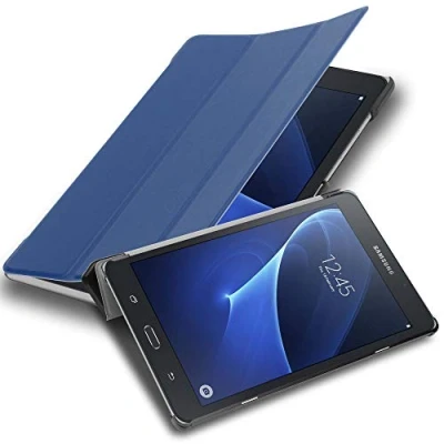 Image of Cadorabo Tablet Case works with Samsung Galaxy Tab A 2016 (7.0&quot; Zoll) SM T280N in JERSEY DARK BLUE Ultra Thin Book Style Protection Cover made of Faux Leather WITHOUT Auto Wake Up Stand Function