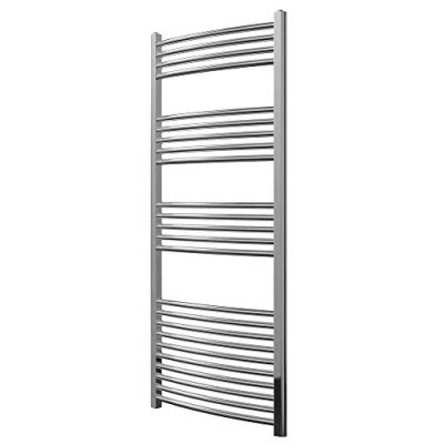 Image of Greened House Chrome Curved Heated Towel Rail 600mm wide x 1400mm high Central Heating Radiator