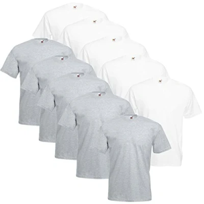 Image of Fruit of the Loom Valueweight Men’s T Shirt, Pack 5, 5 white/5 grey, S