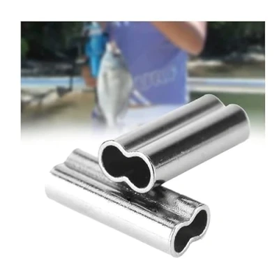 Image of Crimp Sleeves Fishing 100pcs 6 Sizes Double Barrel Line Wire Leader Copper Tube Connector Connectors